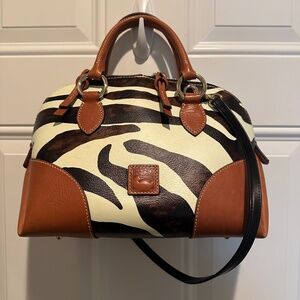 Dooney and Bourke Zebra Leather Domed Satchel